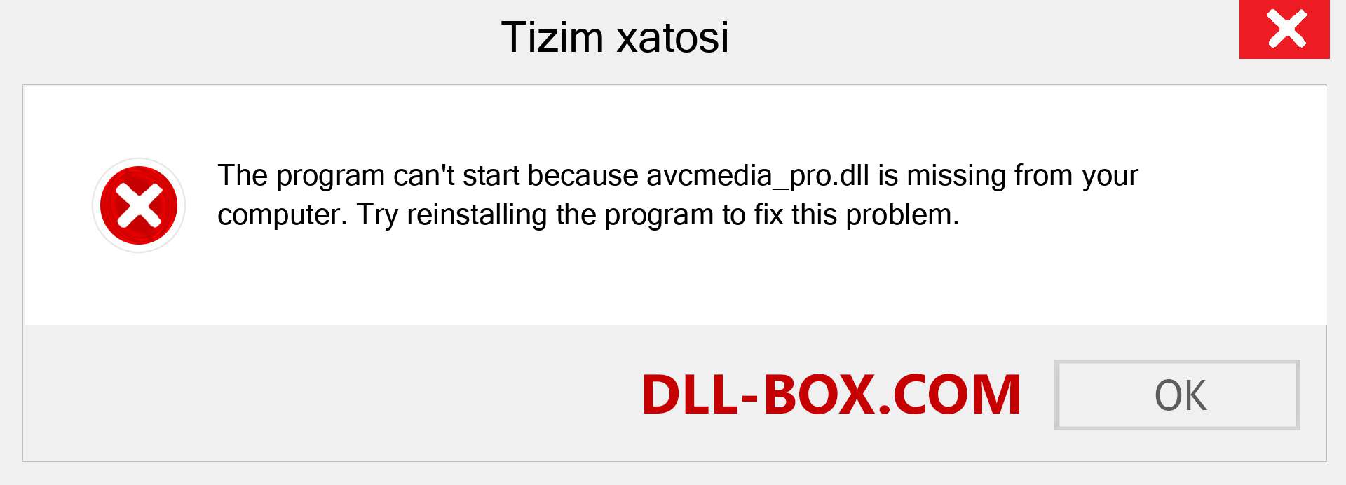 avcmedia_pro.dll fayli yo'qolganmi?. Windows 7, 8, 10 uchun yuklab olish - Windowsda avcmedia_pro dll etishmayotgan xatoni tuzating, rasmlar, rasmlar